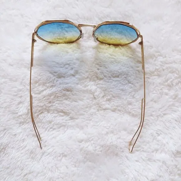 Seraphina Blue & Yellow Geometric Sunglasses - Picture 8 of 11